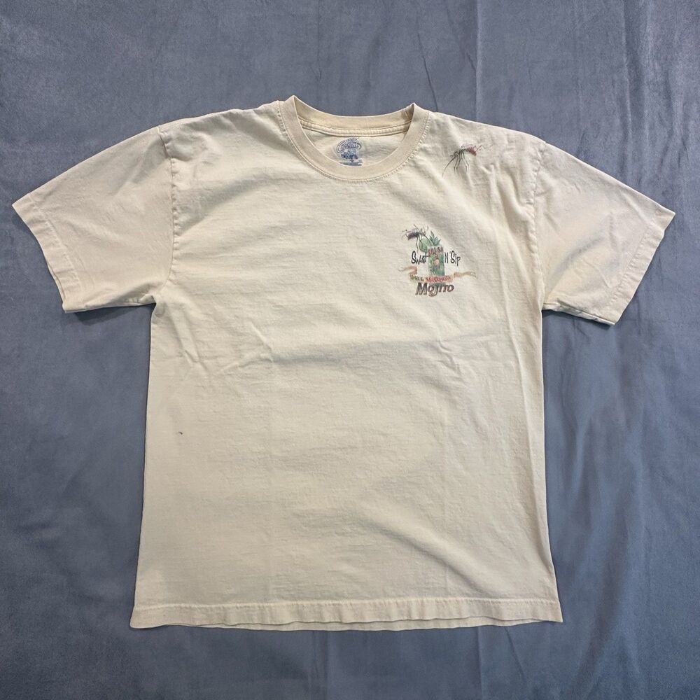 Goin Coastal Shirt Mens Large Mojito Graphic Tee Yellow Mosquito Bugs Y2K